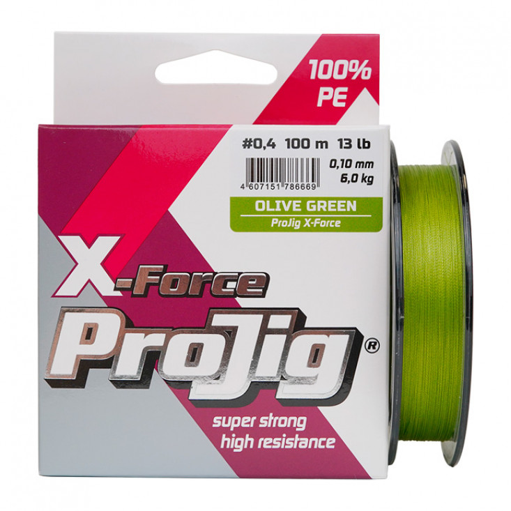 Шнур плетеный ProJig X-Force, хаки (0,10 мм, 6 кг, 150 м)