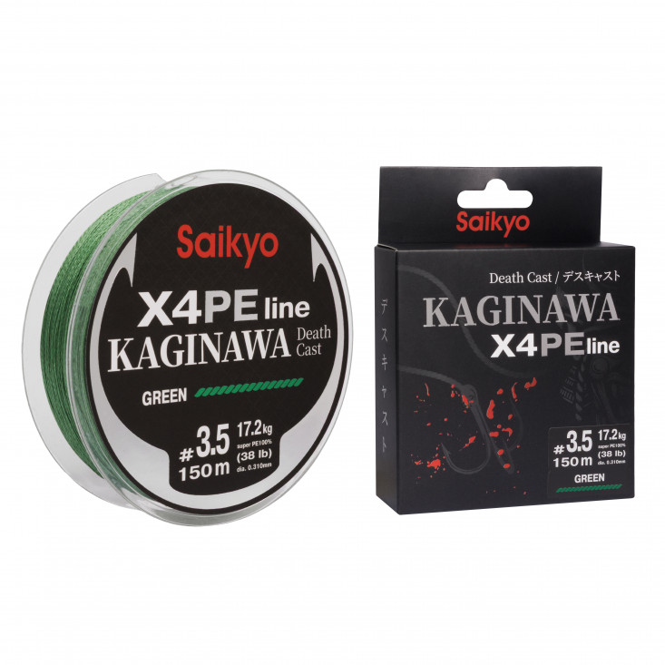 Шнур Saikyo KAGINAWA X4PE 150m, зеленый #3.5 (0,31mm), 17,2kg
