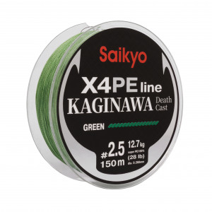 Шнур Saikyo KAGINAWA X4PE 150m, зеленый #2.5 (0,26mm), 12,7kg Шнур Saikyo KAGINAWA X4PE 150m, зеленый #2.5 (0,26mm), 12,7kg