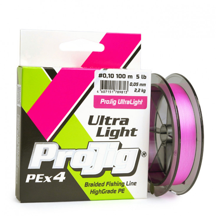 Шнур плетеный ProJig Ultra Light, розовый (0,05 мм, 2,2 кг, 100 м)