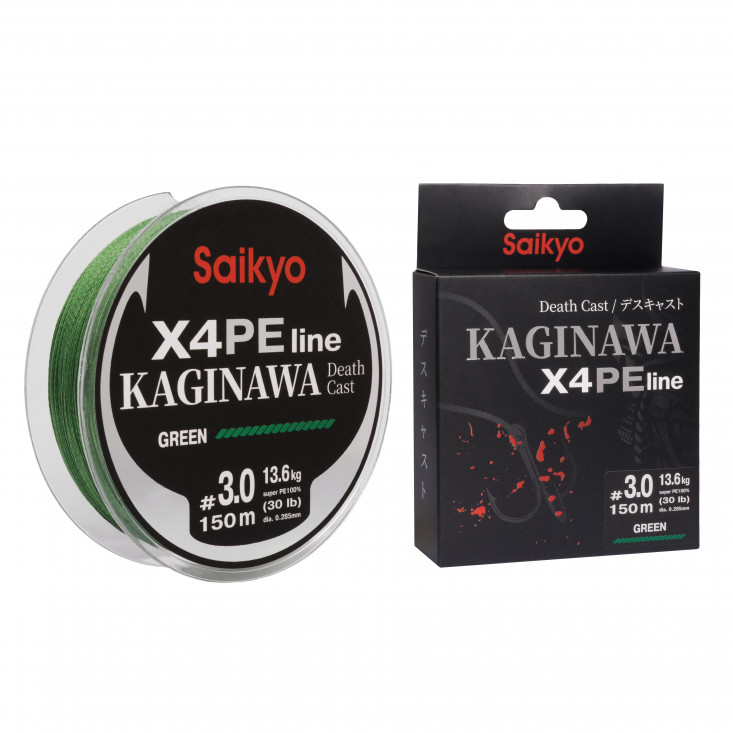 Шнур Saikyo KAGINAWA X4PE 150m, зеленый #3 (0,285mm), 13,6kg