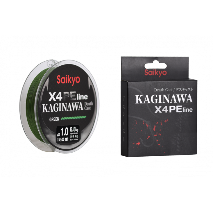 Шнур Saikyo KAGINAWA X4PE 150m, зеленый #1 (0,165mm), 6,8kg