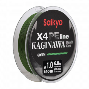Шнур Saikyo KAGINAWA X4PE 150m, зеленый #1 (0,165mm), 6,8kg Шнур Saikyo KAGINAWA X4PE 150m, зеленый #1 (0,165mm), 6,8kg